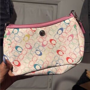 Coach Chelsea Multicolor Pink Jacquard Shoulder Bag Wristlet